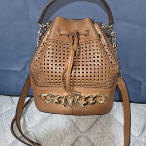 Michael Kors Brown Leather Perforated Shoulder Bag